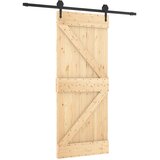  Klizna vrata Prirodna i crna 85 x 210 cm Čvrsta borovina | shoptok.hr