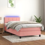  The Living Store Box spring postelja z vzmetnico LED roza 90x190 cm žamet - Box Spring Postelja, (21453930) Cene