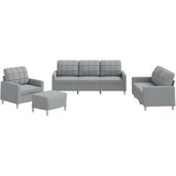  4-dijelni set sofa s jastucima svjetlosivi od tkanine | shoptok.hr