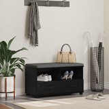  Klupa za hodnik s jastukom s policom Crni Hrast 80 x 38 x 46 cm Cene
