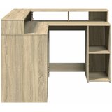  Radni stol s LED svjetlima hrast 130x130x91cm konstruirano drvo | shoptok.hr