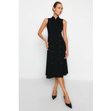 Trendyol Black Knit Collar Dress With Buttons Cene