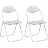  Zložljiva stolica 2 pcs Bela 48 x 43,5 x 81 cm Umjetno usnje, (5000296788) | Shoptok.si