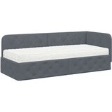vidaXL Kotna postelja z vzmetnico Temno siva 80 x 200 cm Žamet | Shoptok.si