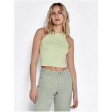 Noisy May Light Green Ribbed Cropped Tank Top Ribella - Women Cene