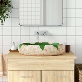 Nadgradni umivaonik zeleno-smeđi ovalni 59x40x15 cm keramički Cijene