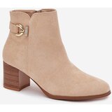 Boto Insulated Women's ankle boots on heel with gold detail beige Renora | shoptok.hr
