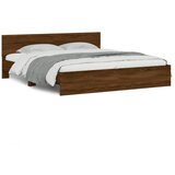 Maison Chic Posteljni okvir - Dvoposteljna postelja - Zakonska postelja z vzglavjem rjavi hrast 200x200 cm-J6015, (21771032) | Shoptok.si