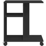 vidaXL Stranska mizica s kolesi črna 50x30x55 cm inženirski les | Shoptok.si
