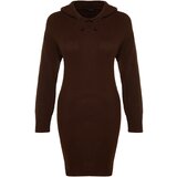 Trendyol Brown Mini Knitwear Hooded Dress | Shoptok.si