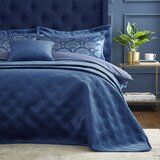 Catherine Lansfield Modro pregrinjalo za zakonsko posteljo 220x230 cm Art Deco Pearl - Catherine Lansfield Cene