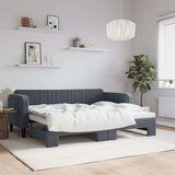 vidaXL Izvlečna dnevna postelja temno siva 90x200 cm žamet | Shoptok.si