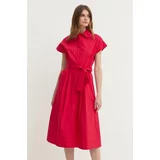 Liu Jo Bombažna obleka rdeča barva