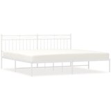  The Living Store Kovinski posteljni okvir z vzglavjem bel 200x200 cm - Posteljni Okvir, (21448821) | Shoptok.si