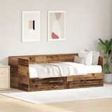 vidaXL Dnevna postelja s predalom Stari les Inženirski les 75 x 190 cm | Shoptok.si
