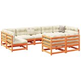 vidaXL 9-dijelni set vrtnih sofa s jastucima voštano smeđi od borovine | shoptok.hr