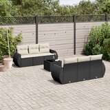 Maison Chic Seti vrtnega pohištva - Vrtna garnitura - Vrtni pohištvo set 7-delna z blazinami črn poli ratan, (21801658) | Shoptok.si