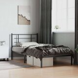 Metalni okvir za krevet s uzglavljem crni 107x203 cm | shoptok.hr
