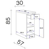 Flex-Well omarica levi, svetlo siva, š. 30 cm | Shoptok.si