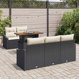  Vrtni Kavč Set Set 6 Črn Ratan, Poliester, Temperirano Steklo, (22064985) | Shoptok.si