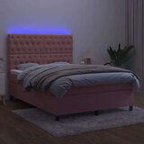  Krevet box spring s madracem LED ružičasti 140x200cm baršunasti | shoptok.hr