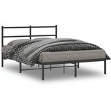vidaXL Kovinski posteljni okvir z vzglavjem črn 135x190 cm Cene