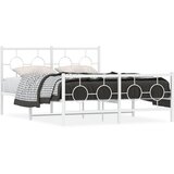 vidaXL Kovinski posteljni okvir z vzglavjem in vznožjem bel 135x190 cm | Shoptok.si