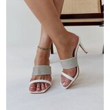 Gemre White stiletto mules embellished with rhinestones Adiam | shoptok.hr