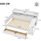 Lumor Postelja klop 90x200 cm - miza z USB vtičnico - 2 predala in police - bela (brez vzmetnice), (22155644) | Shoptok.si