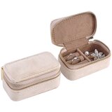 INF Elegantna žametna škatla za nakit za uhane, prstane in drugo Beige, (21732213) | Shoptok.si