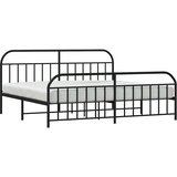  Metalni okvir kreveta uzglavlje i podnožje crni 193x203 cm | shoptok.hr