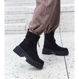 Gemre Azzurra black women's insulated ankle boots with a zipper and thick sole made of eco-suede | Shoptok.si