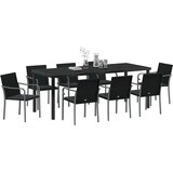  Vrtni set za objed 9 pcs Crna i Siva PE ratan | shoptok.hr