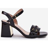 EVENTO Leather Patent Women's Heeled Sandals Black Mevonelle | Shoptok.si