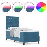 vidaXL Box Spring postelja z vzmetnico in LED temno modra 80x200 cm žamet | Shoptok.si