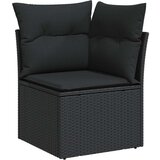 vidaXL 7-delni vrtni sofa set z blazinami črna poli ratan akacija | Shoptok.si