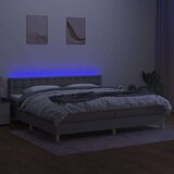  Krevet box spring s madracem LED svjetlosivi 200x200 cm tkanina | shoptok.hr