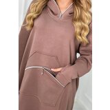 Kesi Insulated mocha hooded dress | Shoptok.si