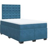 vidaXL Box spring postelja z vzmetnico modra 120x190 cm žamet | Shoptok.si