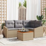 vidaXL 5-delni set vrtnarskih kavčev s blazinami bež poli ratan akacija, (22093537) | Shoptok.si