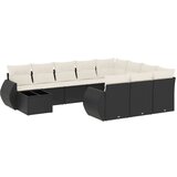  The Living Store Vrtna sedežna garnitura 11-delna z blazinami črn poli ratan - Vrtna Sedežna Garniture, (21447642) | Shoptok.si