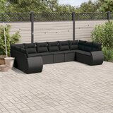 vidaXL 10-dijelni set vrtnih sofa s jastucima crni od poliratana | shoptok.hr