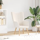 vidaXL Udoben naslanjač kremne barve iz volnene tkanine | Shoptok.si