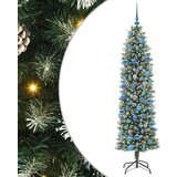 vidaXL Umetno vitko božično drevo med 300 LED Zelena in bela 180 cm | Shoptok.si
