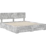  Krevetna konstrukcija s ladicama Betonski sivi 200 x 200 cm Siva 203 x 203 x 90 cm | Shoptok.si