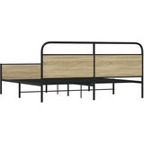 Metalni Kovinski posteljni okvir brez vzmetnice sonoma hrast 200x200 cm, (21611042) | Shoptok.si