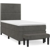 Box spring krevet s madracem tamnosivi 90x200 cm baršunasti | shoptok.hr