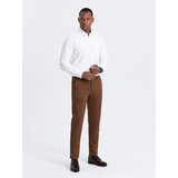 Ombre Men's classic cut chino pants with soft texture - caramel | Shoptok.si