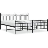  The Living Store Kovinski posteljni okvir z vzglavjem in vznožjem črn 183x213 cm - Posteljni Okvir, (21453989) | Shoptok.si