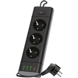 sa prekidačem LINEA PRO 3x230V+3xUSB-A + 1xUSB-C SCHUKO 1,5 m crna